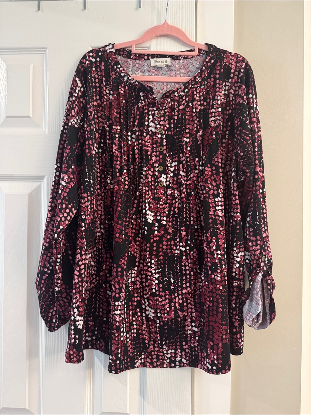 Blue Mood Floral Top in Pink & Black